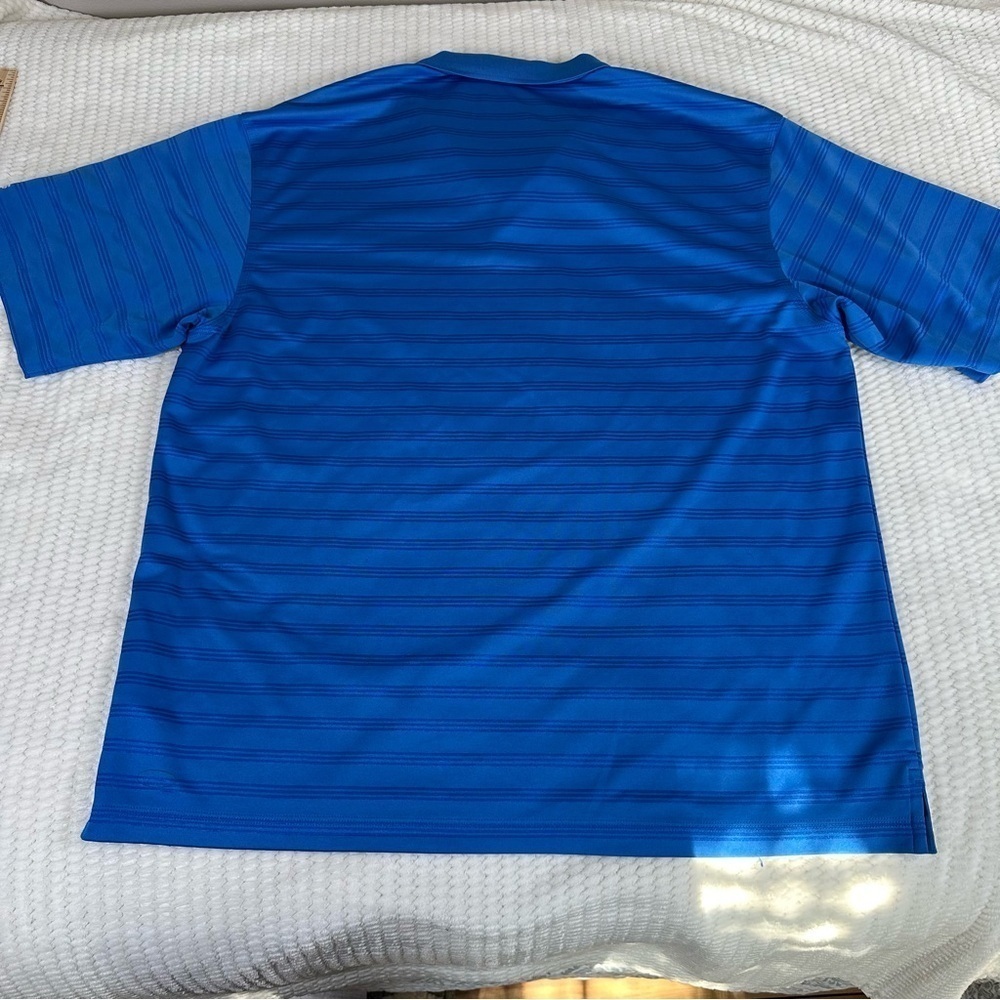 Adidas Mens Performance Polo Shirt Blue Stripe Polo XL Golf Spring Athletic - Picture 2 of 11